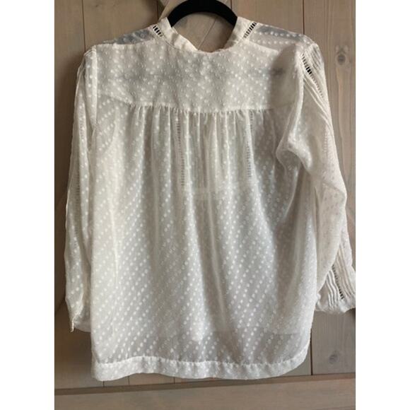 Madewell shirt blouse lot s xs yellow coral blouse Atlantic stripe Swiss dot - Picture 13 of 16